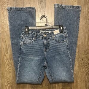 No Boundaries Women's Bootcut Jeans with Back Pocket Blue Bow - Size 0